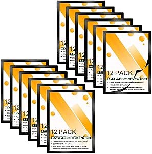 12 Pack Magnetic Wall Sign Holder - 8.5 x 11'' Sign Holder Self-Adhesive Magnetic Picture Frame Document Holder with Strong Magentic Border Wall & Window Adhesive Frame for Home Office Store