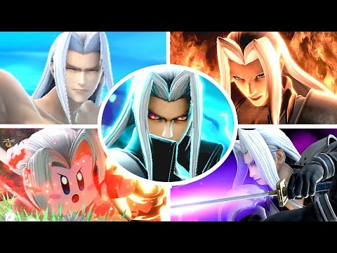 Sephiroth All Victory Poses, Final Smash, Kirby Hat & Palutena Guidance in Smash Bros Ultimate