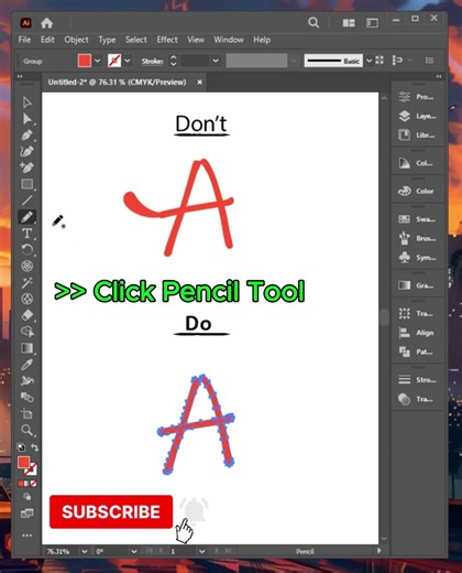 Tips How to Use Pencil Tool in Adobe illustrator 2026 #short #logo