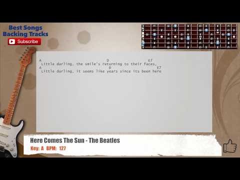 🎸 Here Comes The Sun - The Beatles Guitar Backing Track with chords and lyrics
