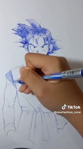 Trả lời @nguyenbuivansang#Goku#painting# vẽ Goku bằng bút bi