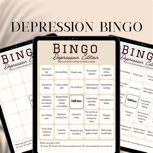 Printable Depression Bingo, Gentle Self-care Game, Mental Health, Coping Skills Tool, Emotional Survival PDF - Etsy