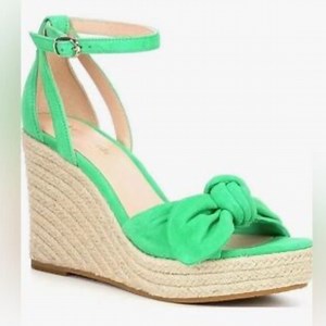 Kate Spade Green Wedge Espadrilles with Ankle Strap