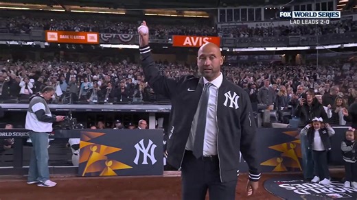 Derek Jeter, the captain, throws out the first pitch ahead of Game 3 of the 2024 World Series🔥 #yankees | Fireside Yankees - Empire Sports Media