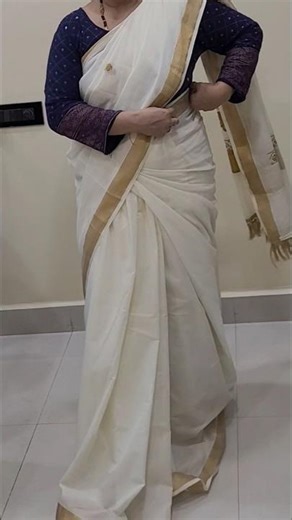 Kerala saree as lehenga style draping#saree draping#saree#shorts