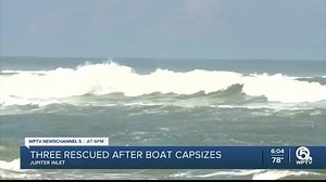 3 rescued after 23-foot boat overturns near Jupiter Inlet