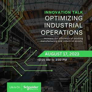 Modern industrial operations must constantly react to highly dynamic conditions — and that was before the current economic disruption. Now, agility has taken on a whole new meaning as we navigate unusual working conditions, unprecedented market dynamics, and interrupted supply chains. Join our Innovation Talk: Optimizing Industrial Operations this coming August 17, 2023. If interested to join, contact your Schneider Electric account manager today. | Schneider Electric