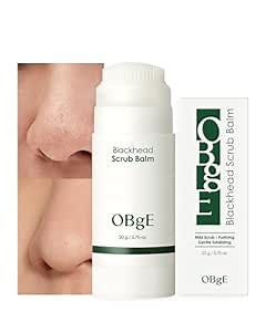 OBgE Blackhead Scrub Balm (0.7oz) - Moisturizing Scrub Stick for Blackhead Removal, Pore Minimizing, Gentle Exfoliation & Moisturization. Tea Tree, Green Tea & Heartleaf.
