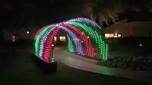 ✨ 𝗖𝗵𝗲𝗰𝗸 𝗼𝘂𝘁 𝘁𝗵𝗶𝘀 𝗰𝗼𝗼𝗹 𝗥𝗚𝗕 𝗧𝘂𝗻𝗻𝗲𝗹! A show-stopping addition to any commercial Christmas display, bringing color, movement, and magic to your setup. 💡 #RGBLighting #CommercialChristmasLights #CommercialHolidayLighting #CommercialOutdoorDecor #LightingProfessionals #BetterProductsBetterPrices | Creative Displays, Inc.