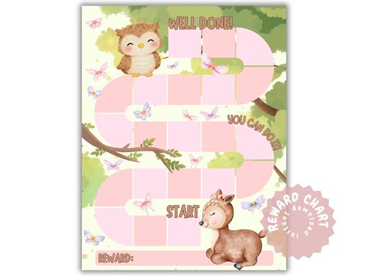 Reward Chart for Kids Printable | Woodland Animal Behavior Chart | Pink Motivation Chart for Children - Etsy