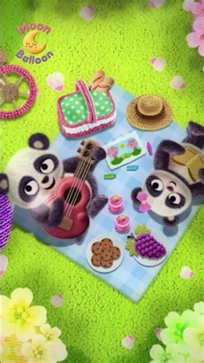 Moon Balloon ✨|😻 Picnic Time With Cute Pandas #shorts #babysleepmusic #lowstimulation