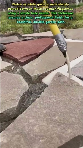 Flawless Flagstone Path! 🤯 Grouting Irregular Stones with a Hose Tip | Satisfying DIY Walkway
