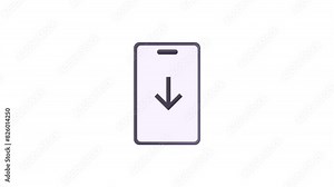 Phone Concept downloads file icon, 4K, 2D animation clip, transparent background