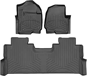 Weathertech FloorLiner HP Custom Fit Floor Mats for Ford Super Duty 1st & 2nd Row (441012-1-2IM), Black