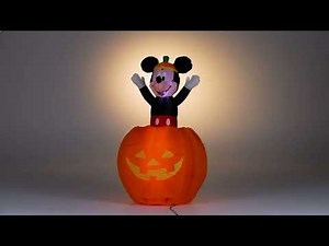 2022 Gemmy Animated Airblown Inflatable Lowe's 5ft Disney Halloween Mickey Mouse In Pumpkin