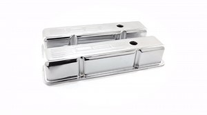 Tall Steel Valve Covers – Fits 1958–1986 Chevy Small Block 283‑305‑327‑350 (Stamped “350” Logo, 1 Hole Each) – Chrome Finish