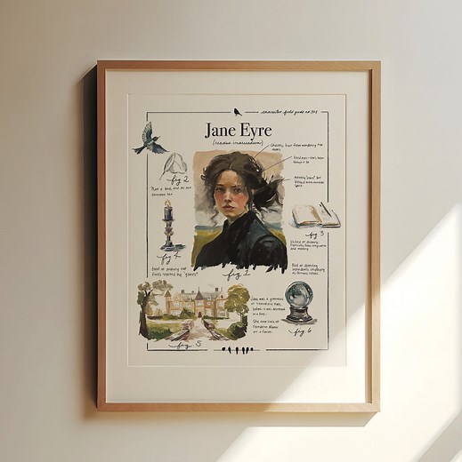 Hand Painted Jane Eyre Art Print - Character Field Guide - Bookish Gifts - Exclusive Novel Artwork by Carrington Moore - Etsy