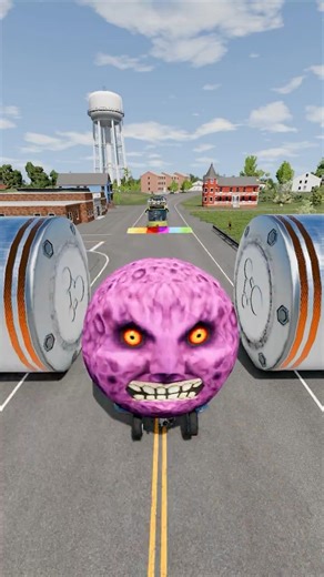 Colorful Brainrot Capsule Bus vs Bollard Crash - BeamNG.drive