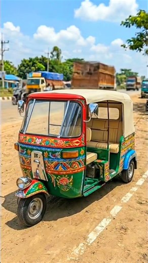 🚖 Colorful Auto Rickshaw on Highway | Traditional Street Art Vehicle
