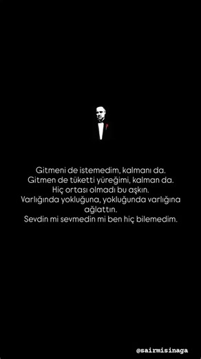 ✍️ on Instagram: "Hiç ortası olmadı bu aşkın… @sairmisinaga . . . . . #kesfet #söz #siir #siirsokakta #duvaryazıları #sair #twitter #fyp #fypシ #duygusalsözler #spreysokakta #sözlerköşkü #hayalhanem #sairmisinaga #öneçıkanlar #şiirheryerde #duygusal #anlamlisözler #kesfetteyiz #kesfetteyım"