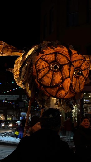 What a sweet surprise. The owl puppet at Brattleboro, Vermont’s tree lighting was created by Sandglass Theater. This was a fun, big, contrast to the towns Festival of Miniatures celebration. 🦉💖 Do you know of other towns celebrating the holidays with something as unique as this?! #vermonting | Alaina Pinto