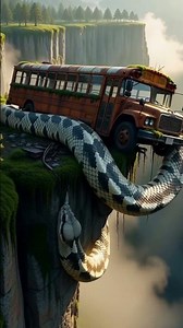 The Last Grip — Python vs Cliffside Bus!” #shorts