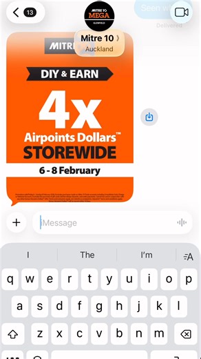 Quick! Text everyone you know📱 4X Airpoints STOREWIDE this weekend only.🤩✈️ February 6-8. Online and In-store. T&Cs apply. | Mitre 10 MEGA Glenfield