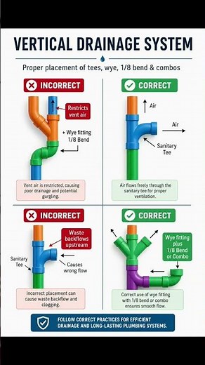 Vertical Drainage System | Placement of Wye Tees and Bends #Shorts