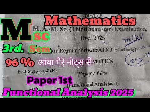 Functional Analysis Paper 2025 || MSc 3rd sem. || Mcbu University 