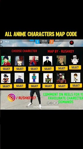 FREE FIRE ALL ANIME CHARACTERS Craftland Map Code | New FF Anime Map! 😱🔥