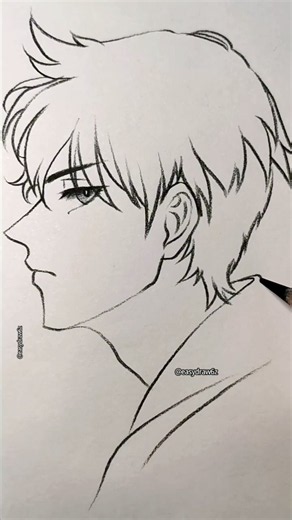 Anime boy drawing. Just a boy and his messy hair. #art #drawing #fyp
