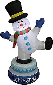 5 FT Tall Lighted Animated Christmas Inflatable Snowman with Hat LED Lights Outdoor Indoor Holiday Decorations Blow up Yard Giant Lawn Inflatables Home Family Outside Decor