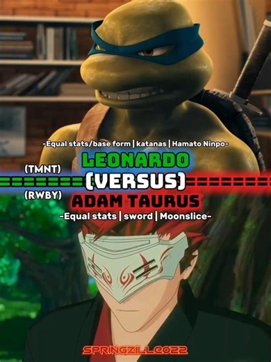 Leonardo(TMNT) vs adam taurus(RWBY)