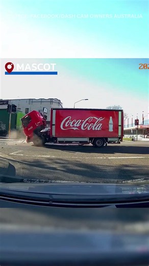 Dramatic moment Coca-Cola truck loses its cab in wild Sydney collision