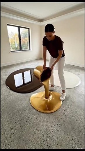 Satisfying Chocolate & Gold Marble Epoxy Floor Makeover! ✨#shorts #trending #viral #epoxy#design#diy