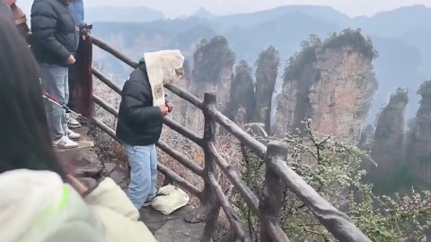 Tourist has bizarre fight with wild monkey in China