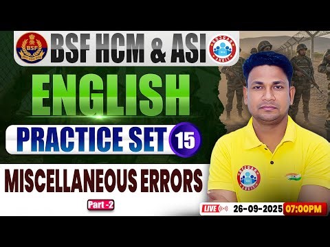 BSF HCM English Class | BSF English Practice Set #15 | Miscellaneous Errors | BSF ASI English