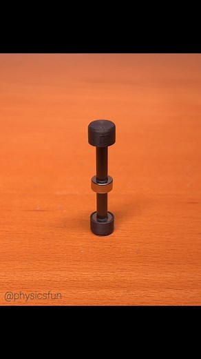 Magnetic Repulsion Fidget: a strong dipole magnet is suspended between two more dipole magnets, one fixed to each end. When the center magnet is displaced it rapidly oscillates in an oddly satisfying way until the slight friction present dissipates the energy. This fidget toy provides a very tactile experience of invisible magnetic fields and forces. ➡️ Follow the link in my profile for info on where to buy this and other amazing items featured here on @physicsfun #physics #physicstoy #force #ph