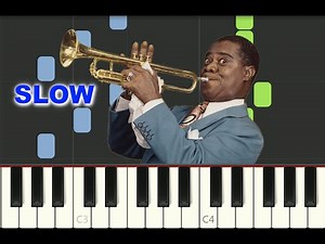 SLOW piano tutorial "BASIN STREET BLUES" Louis Armstrong, with free sheet music (pdf)