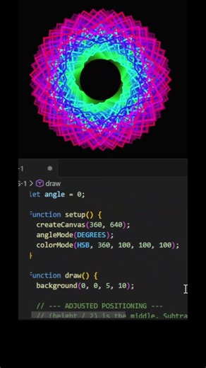 Glowing neon star! Created using JavaScript and the p5.js library in VS Code.