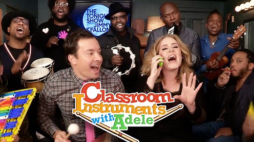 12M views · 499K reactions | Adele joins Jimmy & The Roots to perform "Hello" with classroom instruments! #FallonFlashback | The Tonight Show Starring Jimmy Fallon | Facebook