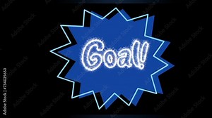 "Goal" text animation on blue basic graphics with black background