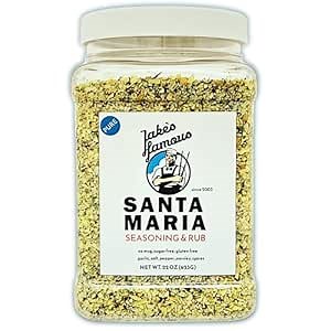Jake's Famous Santa Maria Seasoning, 22 Oz Grill Seasoning, Tri Tip, Steak, Pork, Chicken, BBQ Rub, Brisket Rub, Sugar Free, Gluten Free, Traditional Style, (1.38 Pounds)