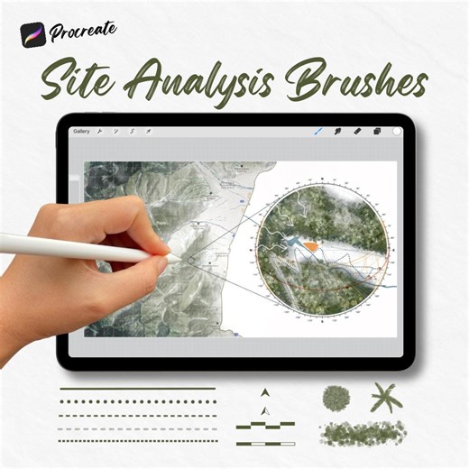 Site Analysis Procreate Brush Set, Procreate Brushes, Texture and Symbol Brushes, Architecture Procreate Brushes, Architectural Rendering - Etsy