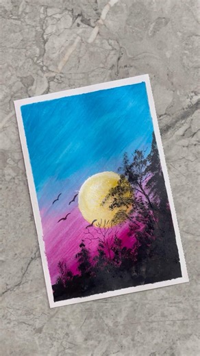 Beautiful Sunrise Drawing / Simple drawing for beginners #shorts #acrylicpainting