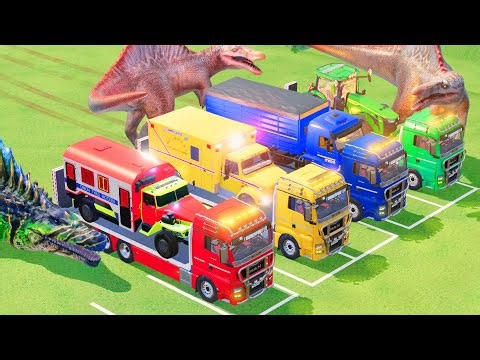 TRANSPORTING POLICE CARS, AMBULANCE, FIRE TRUCK, COLORFUL CARS WITH TRAIN - FARMING SIMULATOR 22 #30