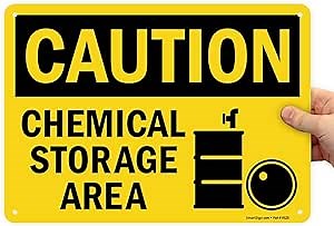 SmartSign 10 x 14 inch “Caution - Chemical Storage Area” OSHA Metal Sign with Symbol, 40 mil Laminated Rustproof Aluminum, Black and Yellow: Amazon.com: Industrial & Scientific