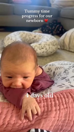 1.1K views · 28 reactions | Our girl has loved tummy time since they put her on my chest for the first time after giving birth ♥️ #tummytime #newborn #momsoftiktok #babydevelopment #tummytimeprogress #greenscreenvideo | Twin pregnancy | Facebook