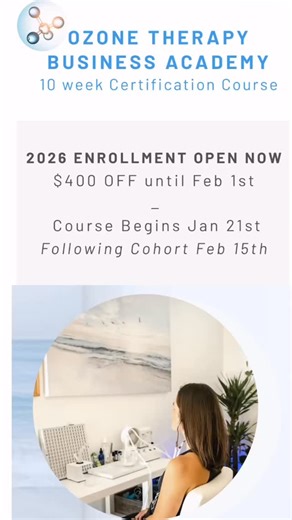 The Ozone Academy on Instagram: "Enrollment is OPEN ✨ The Ozone Therapy Business Academy begins January 21st. This is a 10-week certification & business training designed for practitioners who want to work with ozone safely, confidently, and professionally — without overwhelm or guesswork. This training is not just about learning equipment. It’s about clinical nuance, pacing, safety, client communication, and real-world application — the things that actually make ozone work in practice. ✨ Guided