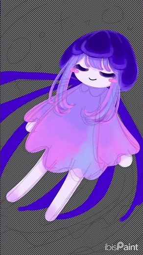 夜っぽいクラゲの子を描いてみました。#くらげ #イラスト #オリジナル